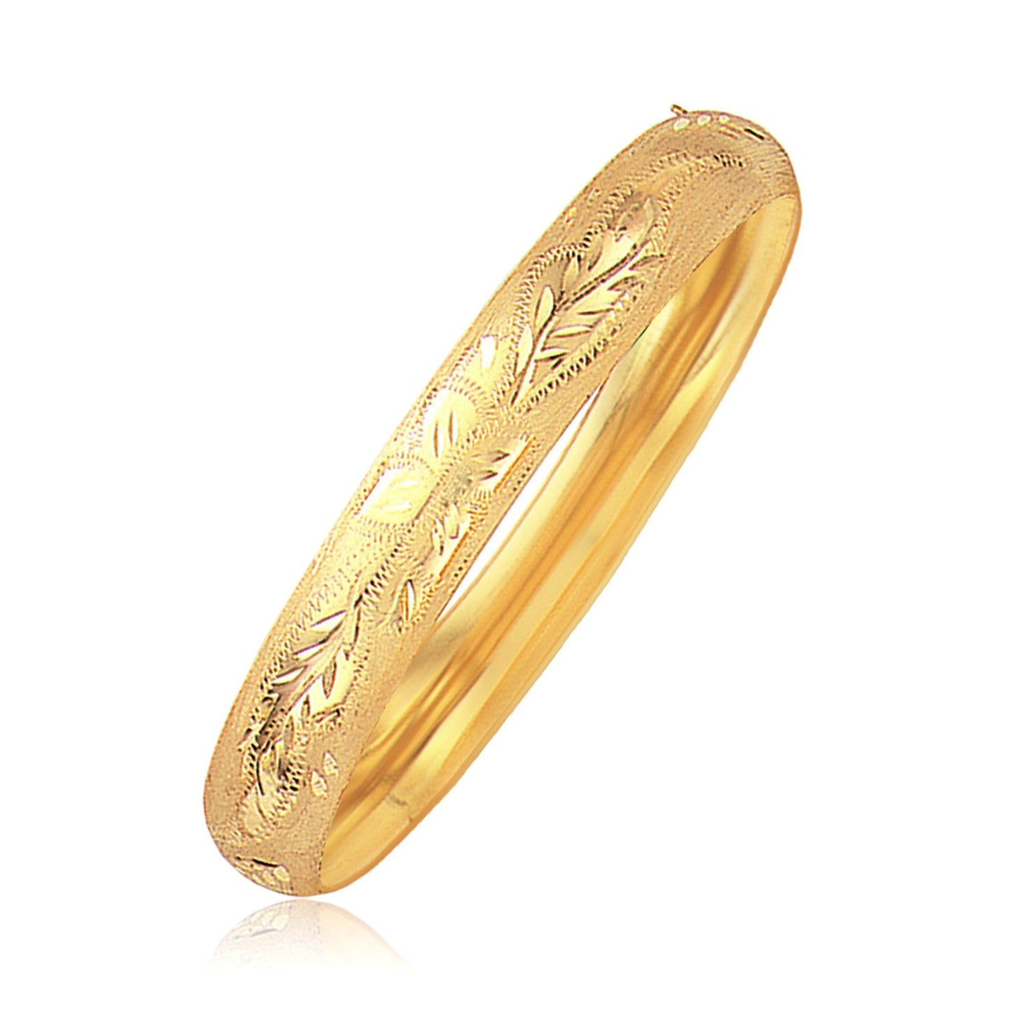 Pulsera de oro amarillo de 14k con diseño floral clásico (10,0 mm)