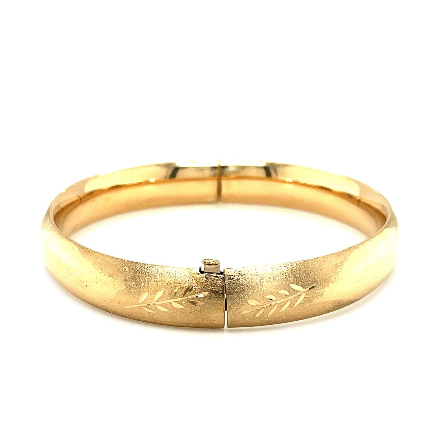 Pulsera de oro amarillo de 14k con diseño floral clásico (10,0 mm)