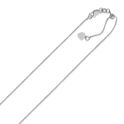 Cadena de caja ajustable de oro blanco de 14k de 0.7mm