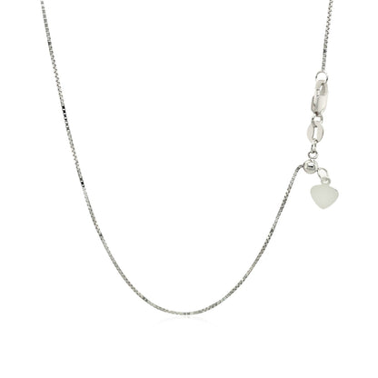 Cadena de caja ajustable de oro blanco de 14k de 0.7mm