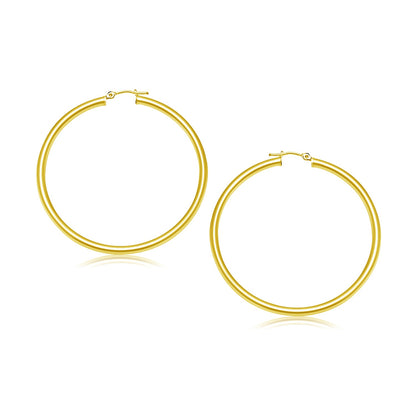 Pendientes de aro pulidos de oro amarillo de 14k (3x30mm)