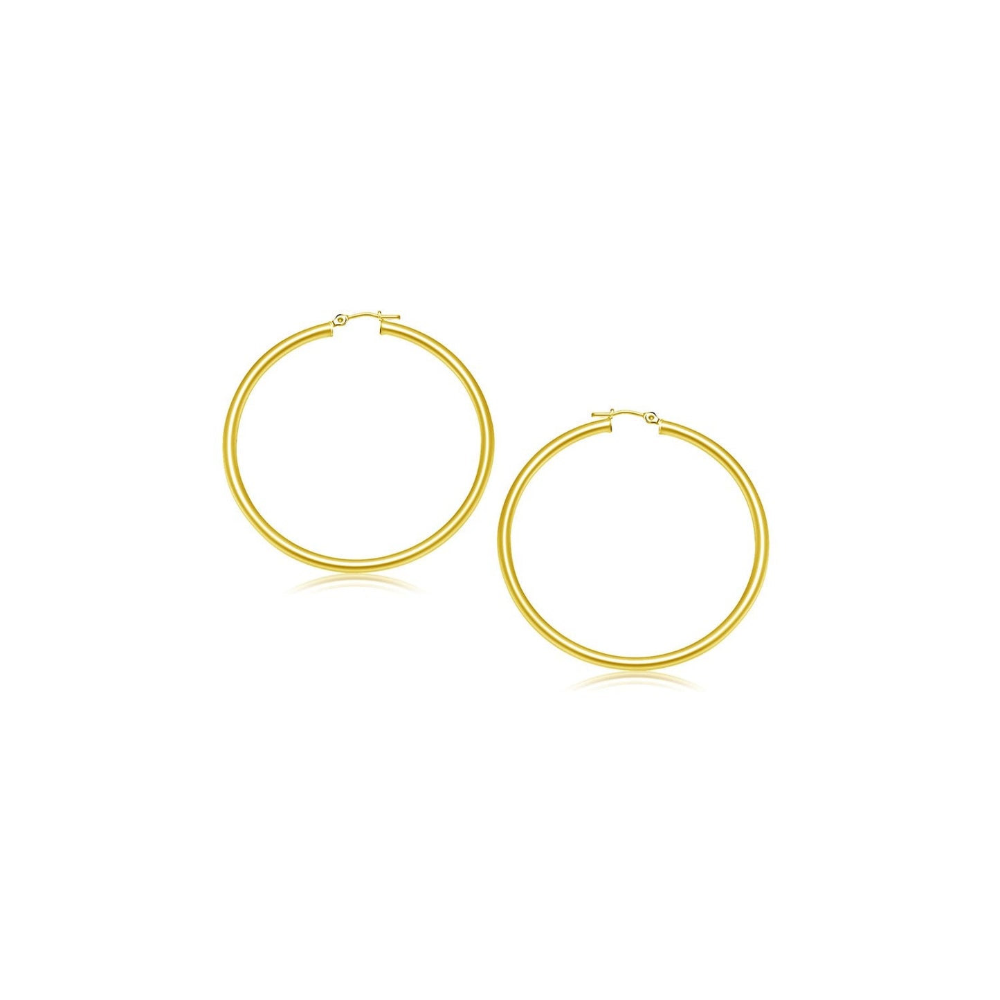 Pendientes de aro pulidos de oro amarillo de 14k (15 mm)