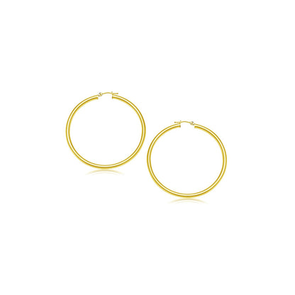 Pendientes de aro pulidos de oro amarillo de 14k (15 mm)