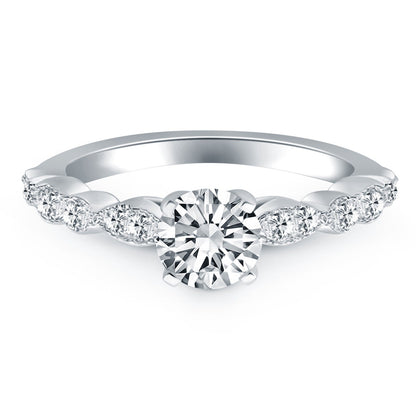 Anillo de compromiso de oro blanco de 14 quilates con diamantes de talla especial