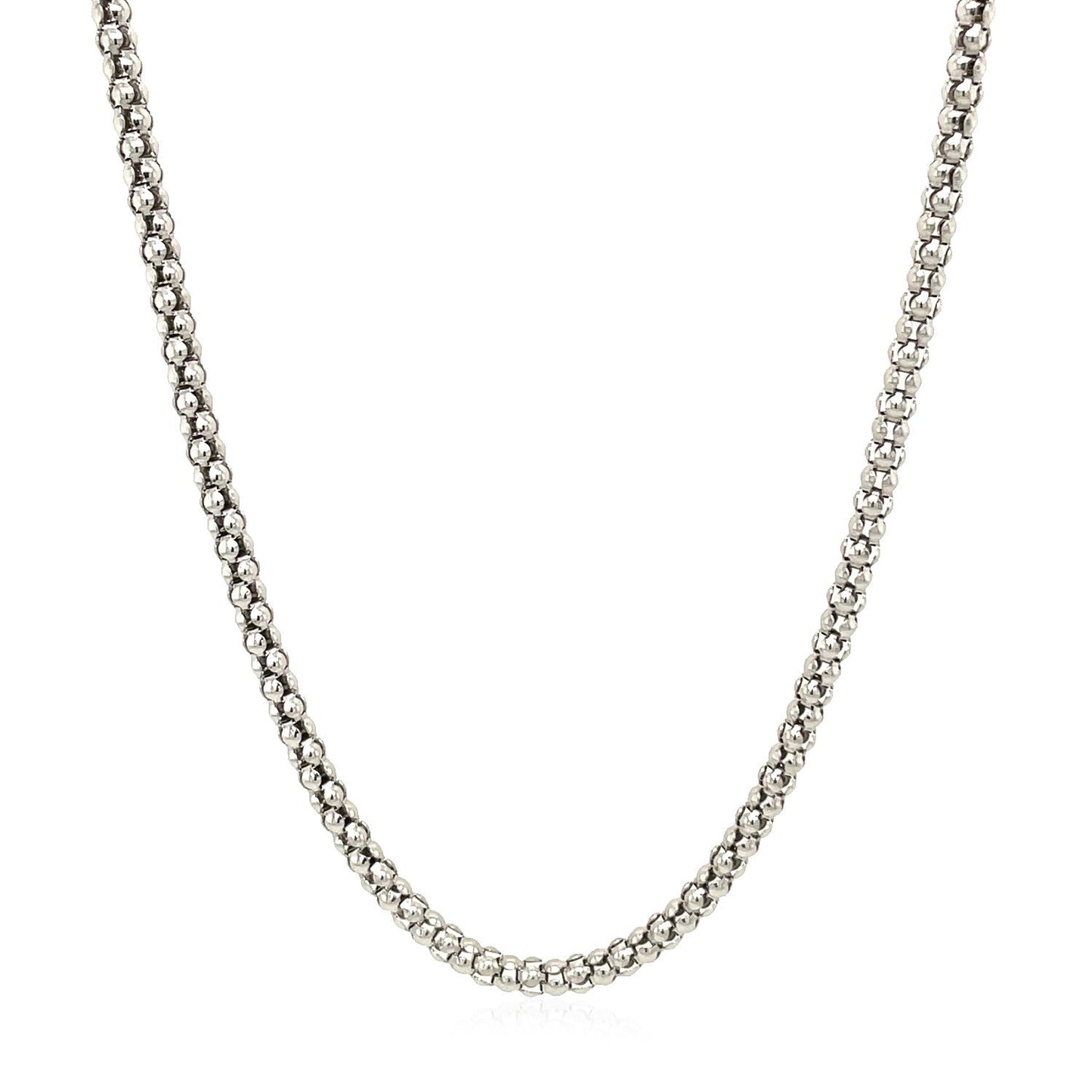 Cadena estilo Popcorn de plata de ley rodiada de 2,5 mm