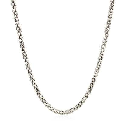 Cadena estilo Popcorn de plata de ley rodiada de 2,5 mm