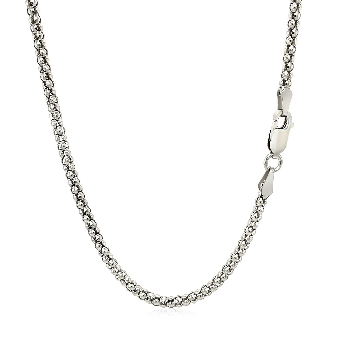 Cadena estilo Popcorn de plata de ley rodiada de 2,5 mm