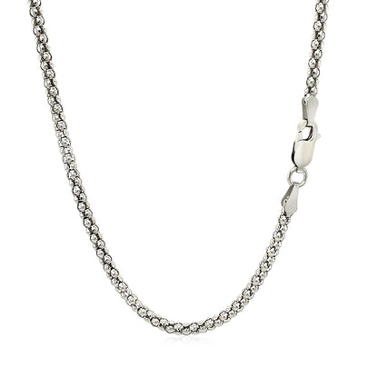 Cadena estilo Popcorn de plata de ley rodiada de 2,5 mm