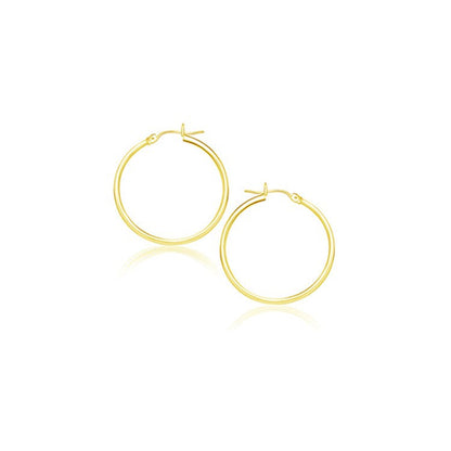 Pendientes de aro pulidos de oro amarillo de 14k (20 mm)