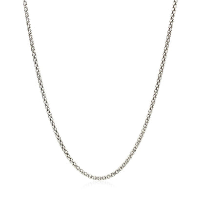 Cadena estilo palomitas de maíz de plata de ley de 1,8 mm chapada en rodio