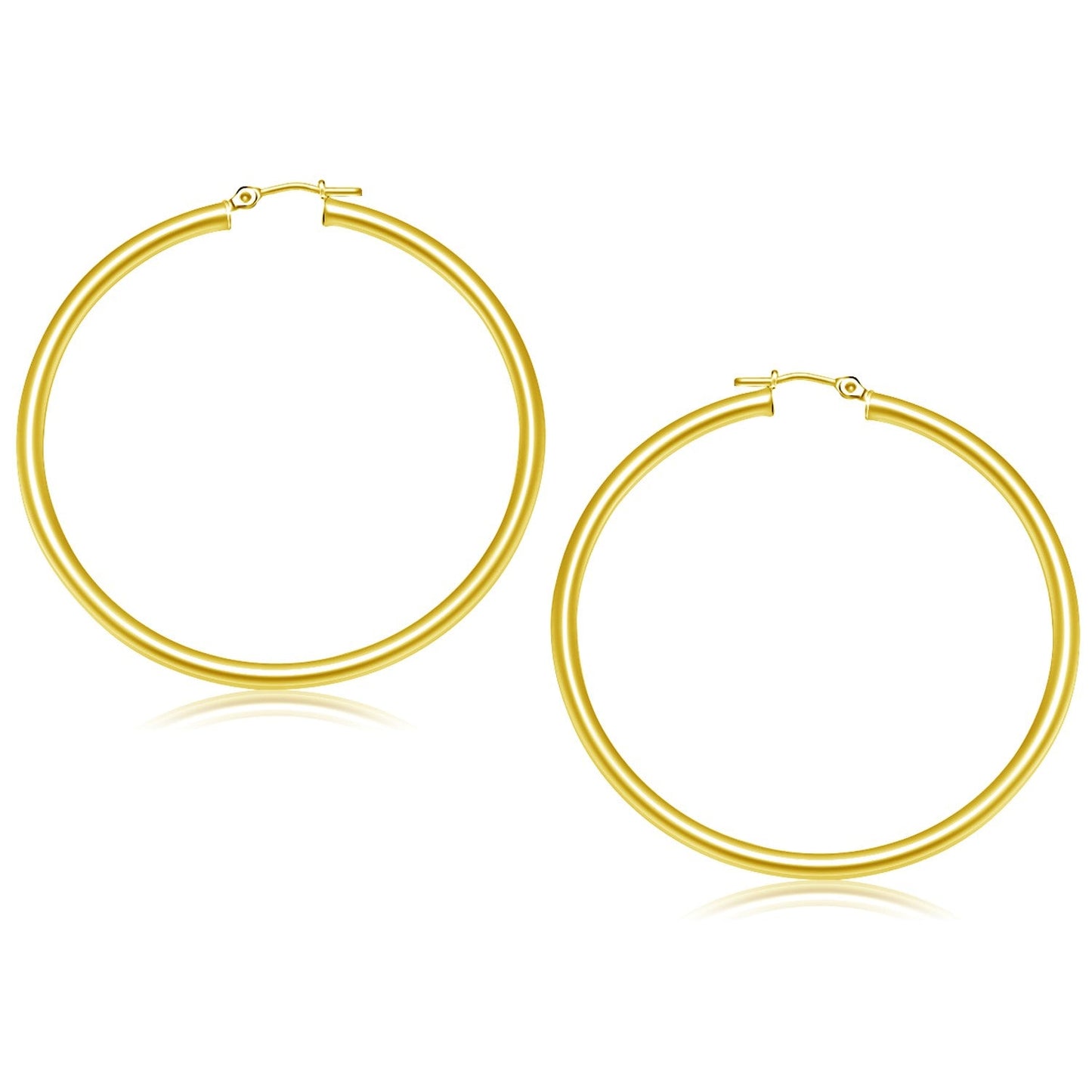 Pendientes de aro pulidos de oro amarillo de 14k (50 mm)