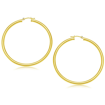Pendientes de aro pulidos de oro amarillo de 14k (50 mm)