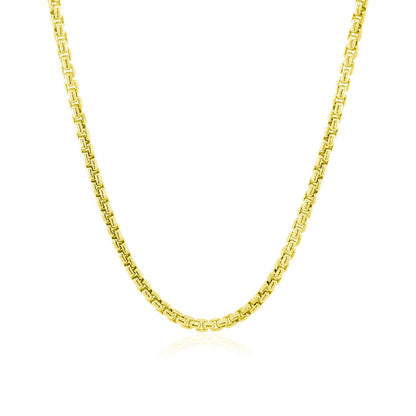 Cadena de caja redonda de oro amarillo de 14k y 2.4mm