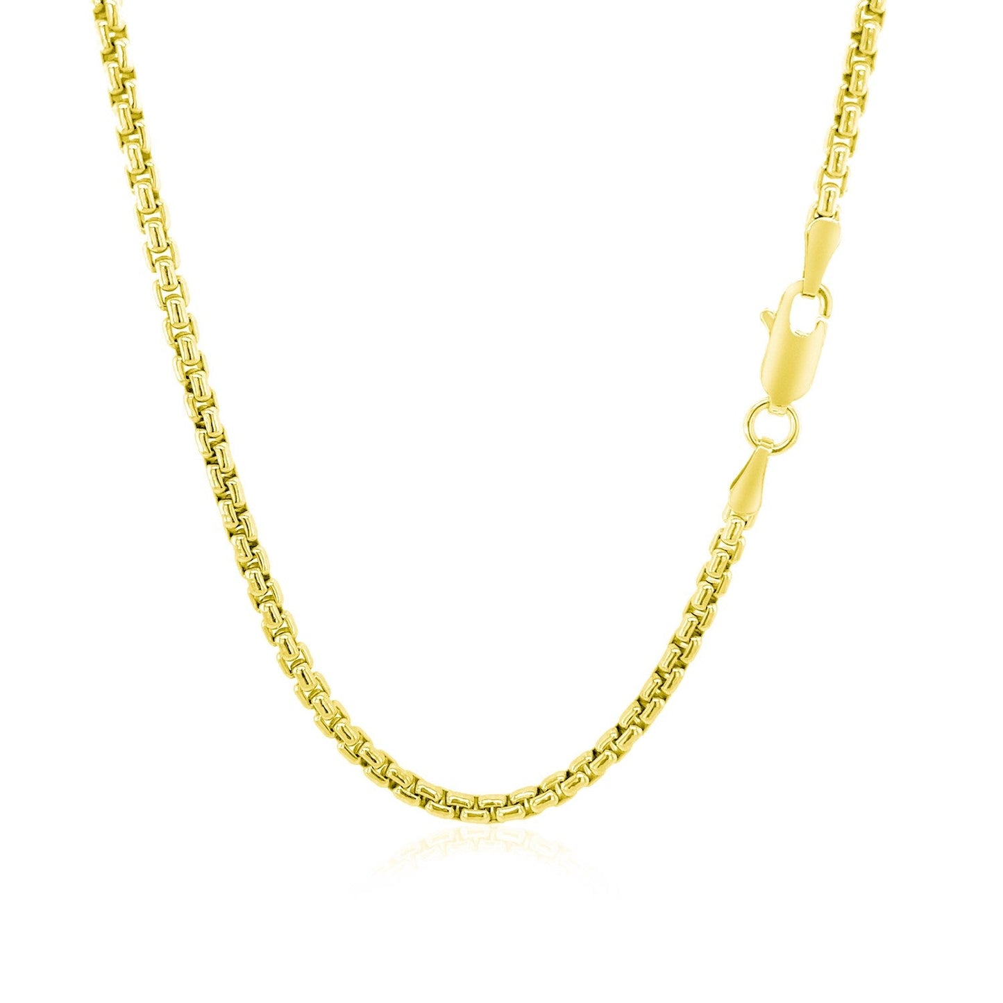 Cadena de caja redonda de oro amarillo de 14k y 2.4mm