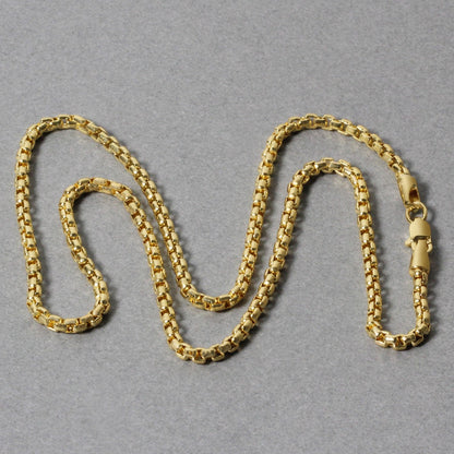 Cadena de caja redonda de oro amarillo de 14k y 2.4mm