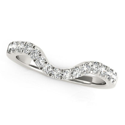 Anillo de boda de oro blanco de 14k estilo curvo con diamantes (1/3 quilates en total)
