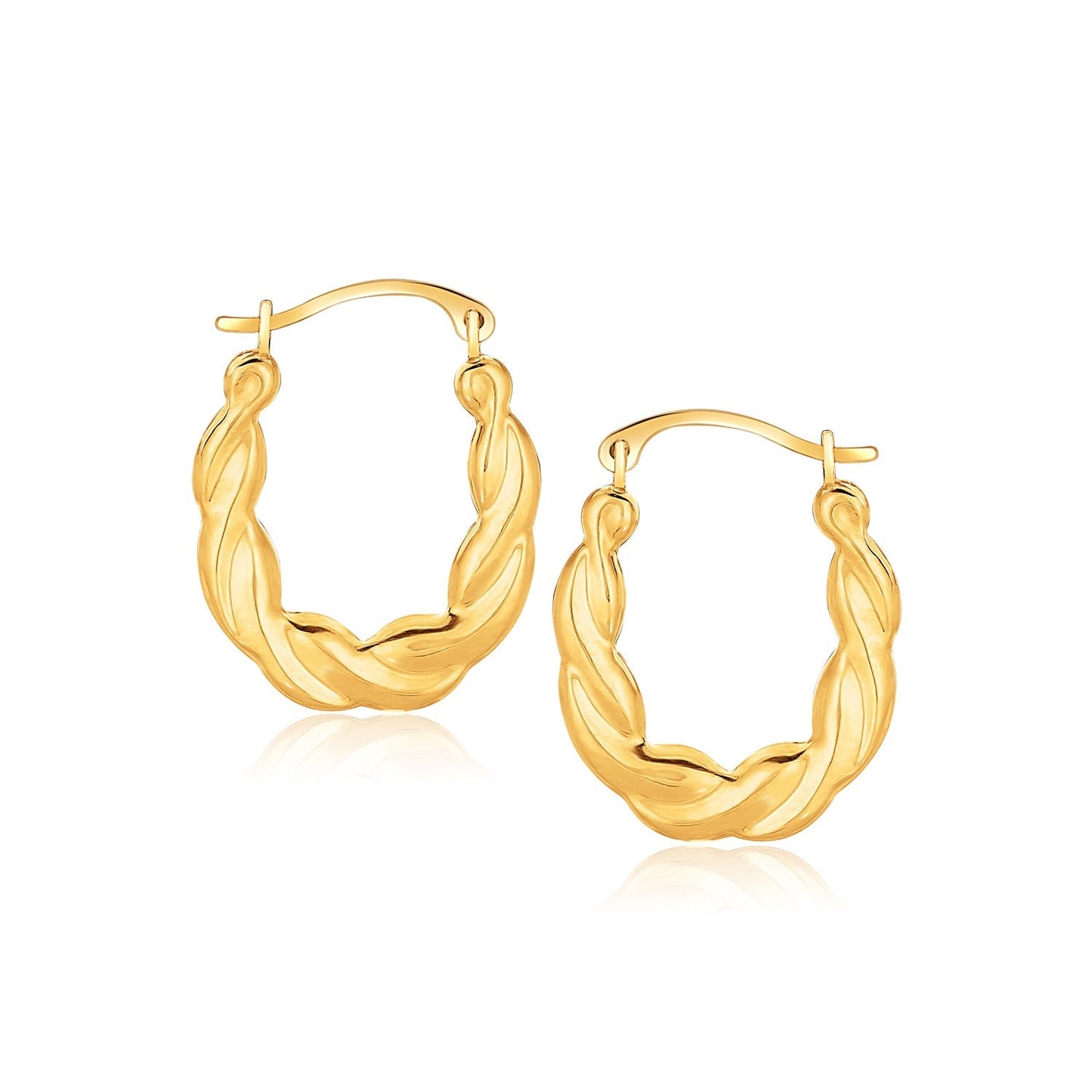 Pendientes de aro retorcidos ovalados de oro amarillo de 10 quilates