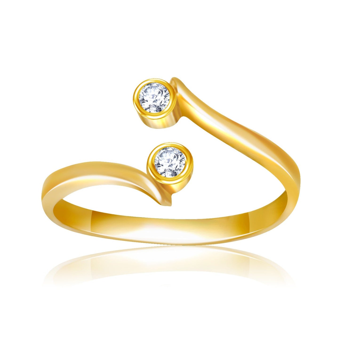 Anillo para el dedo del pie con curva de oro amarillo de 14k con circonitas cúbicas