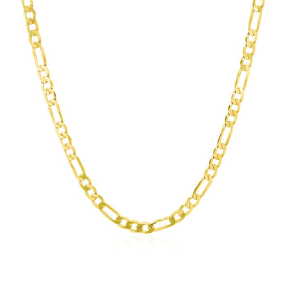 Cadena Figaro sólida de oro amarillo de 14k y 3,1mm