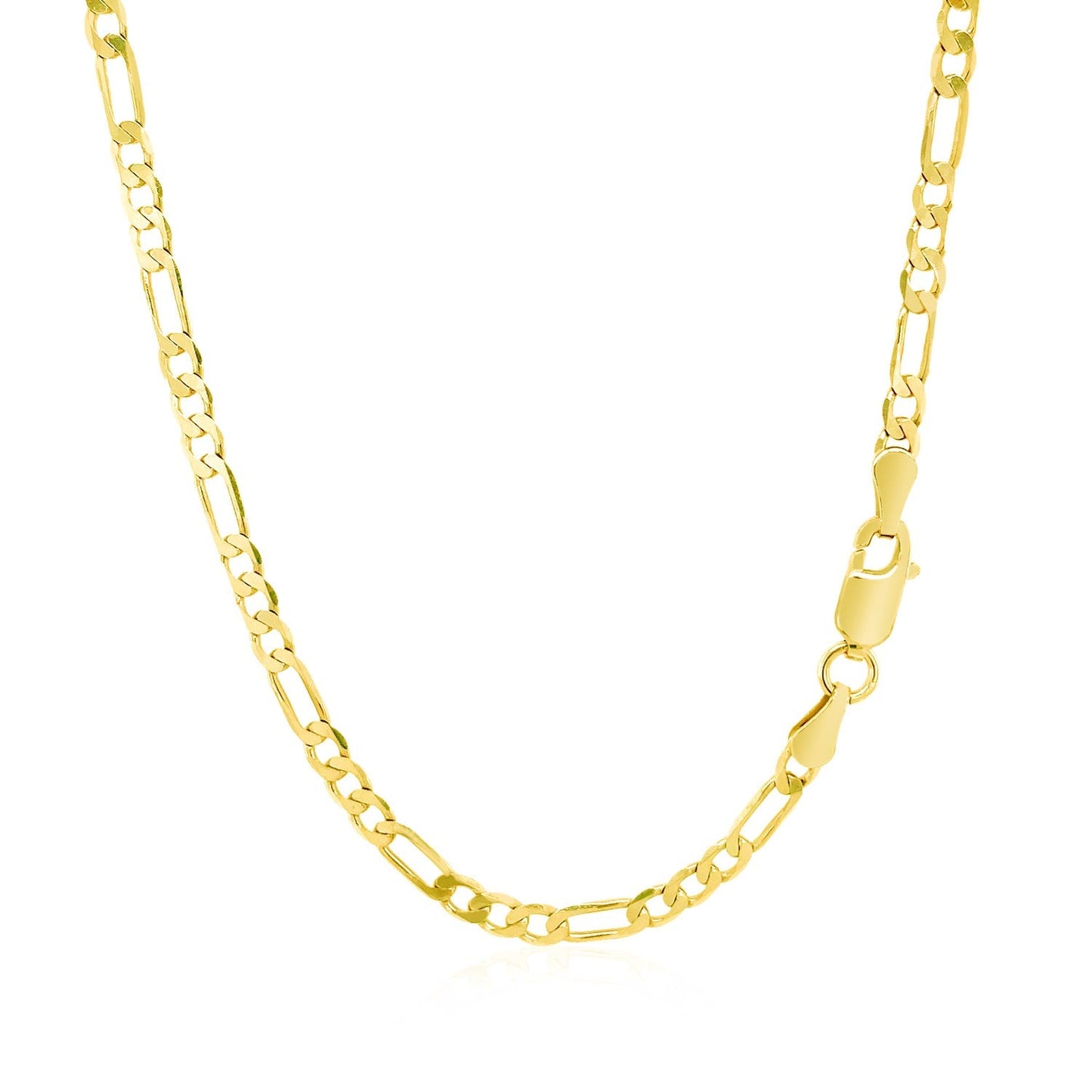 Cadena Figaro sólida de oro amarillo de 14k y 3,1mm