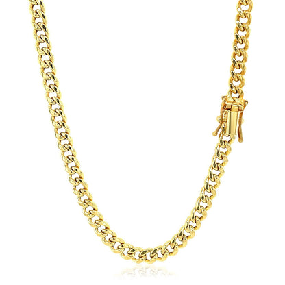 Cadena Cubana Miami Semisólida de Oro Amarillo de 10k (4.50 mm)