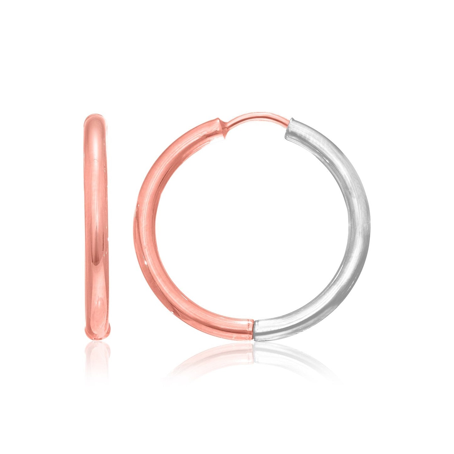 Pendientes de aro con bisagras de oro rosa y blanco de 14k