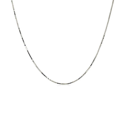 Cadena de oro blanco de 18k, eslabón cuadrado, 0,6 mm