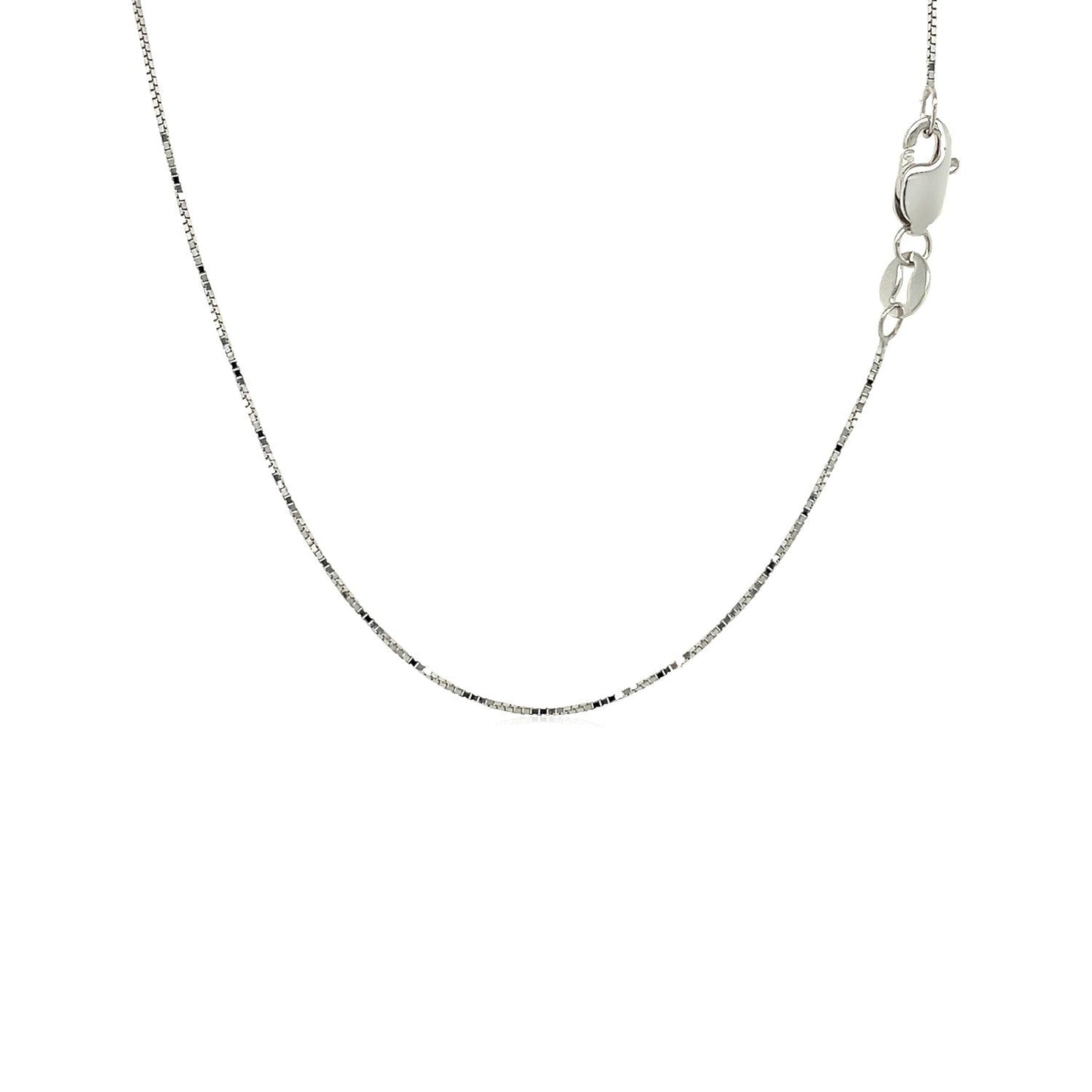 Cadena de oro blanco de 18k, eslabón cuadrado, 0,6 mm