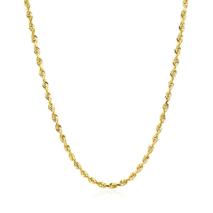 Cadena de oro amarillo macizo de 14k, 2.5mm, diseño de cuerda facetada