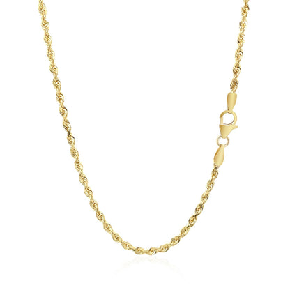 Cadena de oro amarillo macizo de 14k, 2.5mm, diseño de cuerda facetada