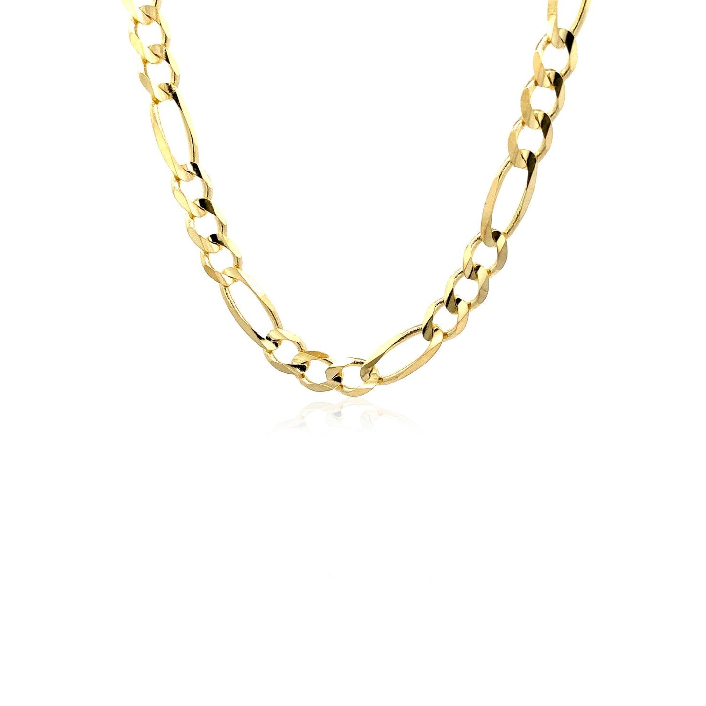 Cadena Figaro sólida de oro amarillo de 14k de 6.0mm