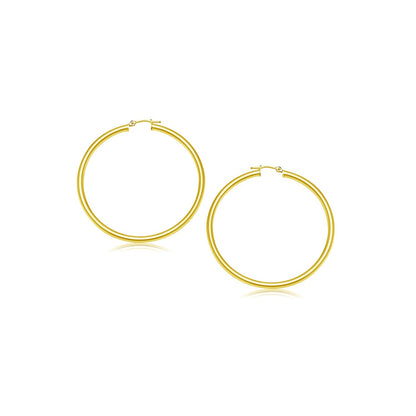 Pendientes de aro pulidos de oro amarillo de 14k (2 mm)