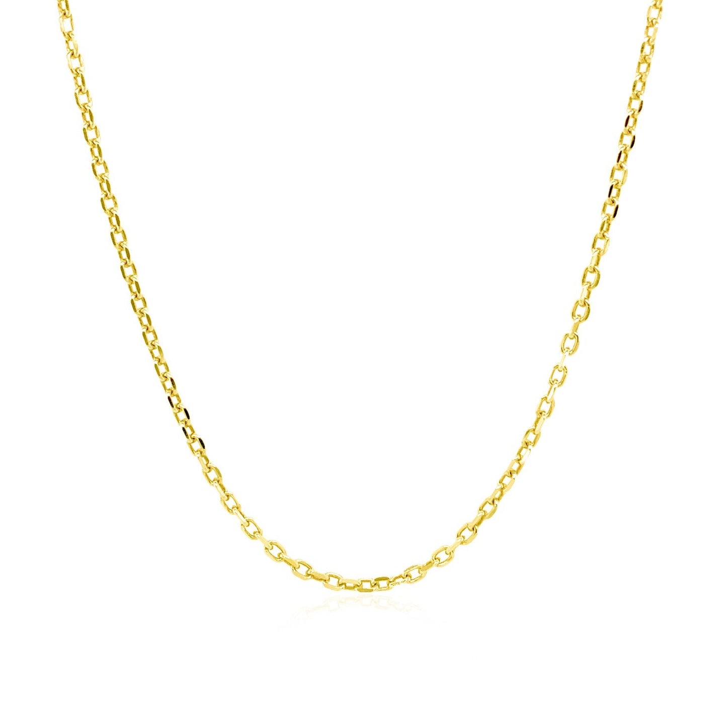 Cadena de eslabones de cable de oro amarillo de 14k con corte de diamante (1.50 mm)