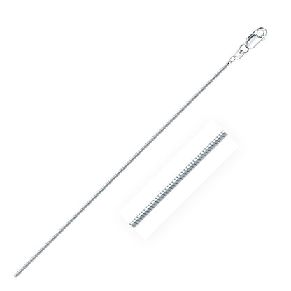 Cadena de plata esterlina de 1,3 mm bañada en rodio estilo serpiente