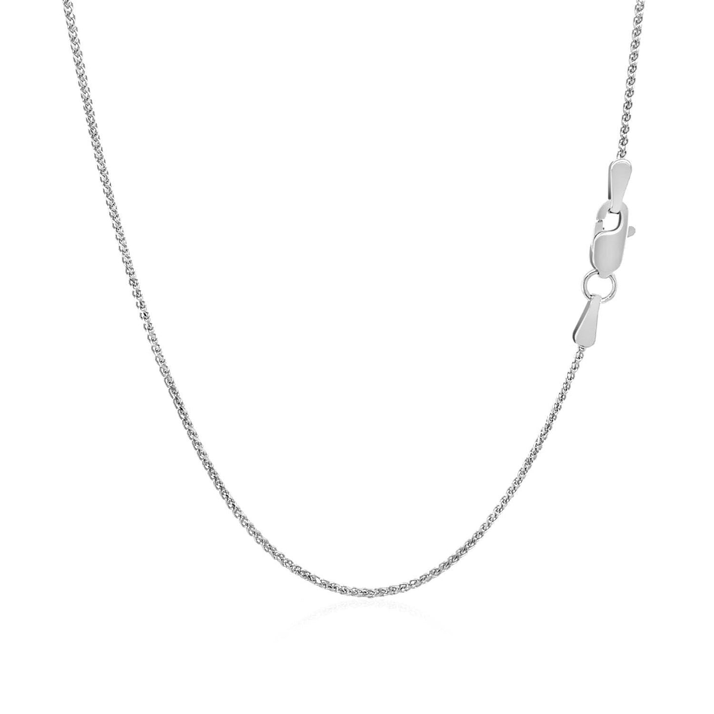 Cadena de trigo redonda de oro blanco de 14k con corte de diamante de 1.0mm