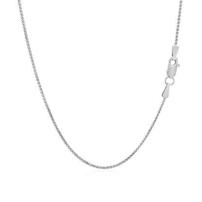 Cadena de trigo redonda de oro blanco de 14k con corte de diamante de 1.0mm