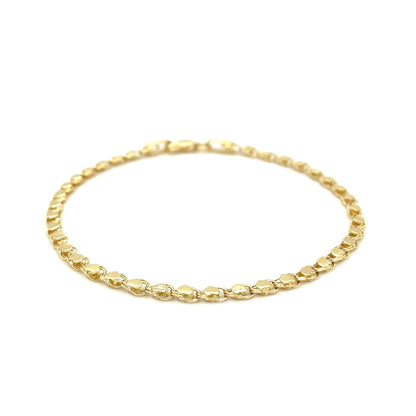 Pulsera de corazón de oro amarillo de 14k de 2.9mm