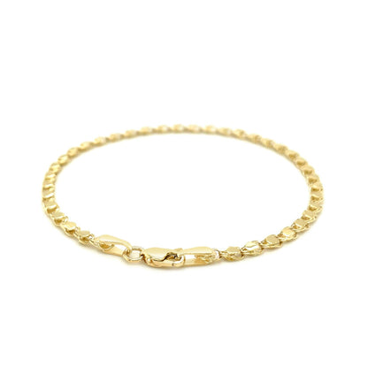Pulsera de corazón de oro amarillo de 14k de 2.9mm