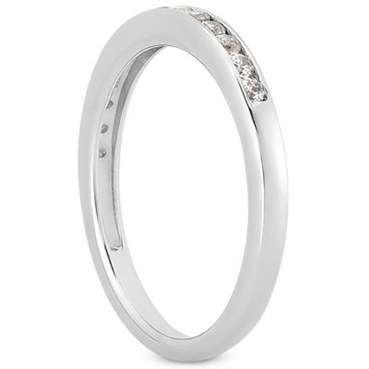 Anillo de boda de oro blanco de 14k con diamantes engastados en canal, 1/3 alrededor