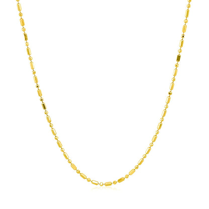 Cadena de cuentas alternas de oro amarillo de 14k con corte de diamante de 1.2 mm