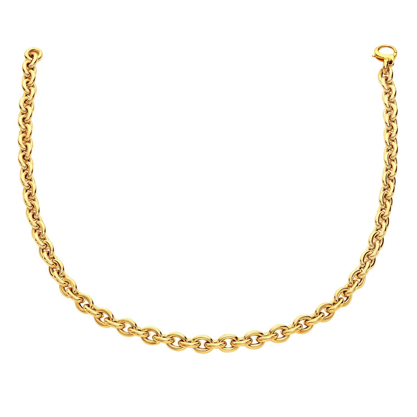 Collar de eslabones de cable pulido de oro amarillo de 14k
