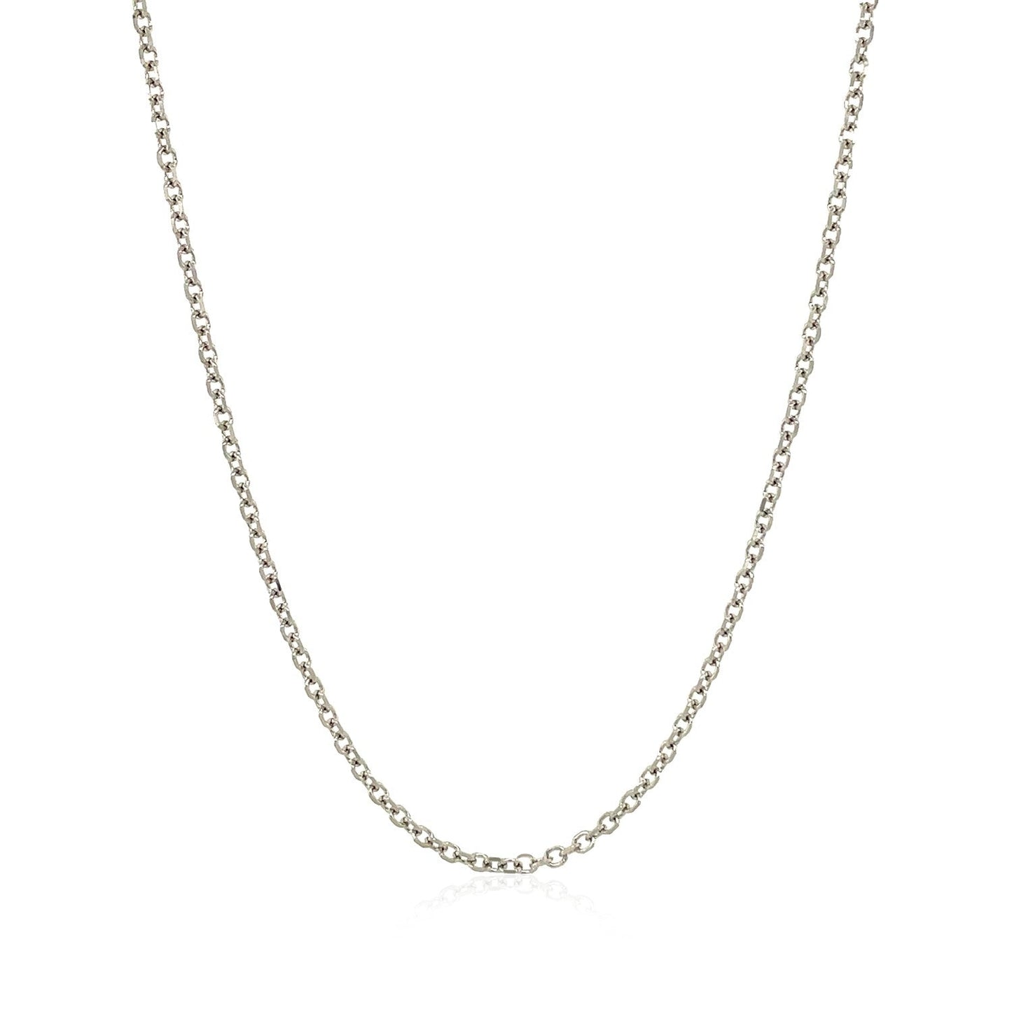 Cadena de eslabones de cable con corte de diamante de oro blanco de 14k y 1,5 mm
