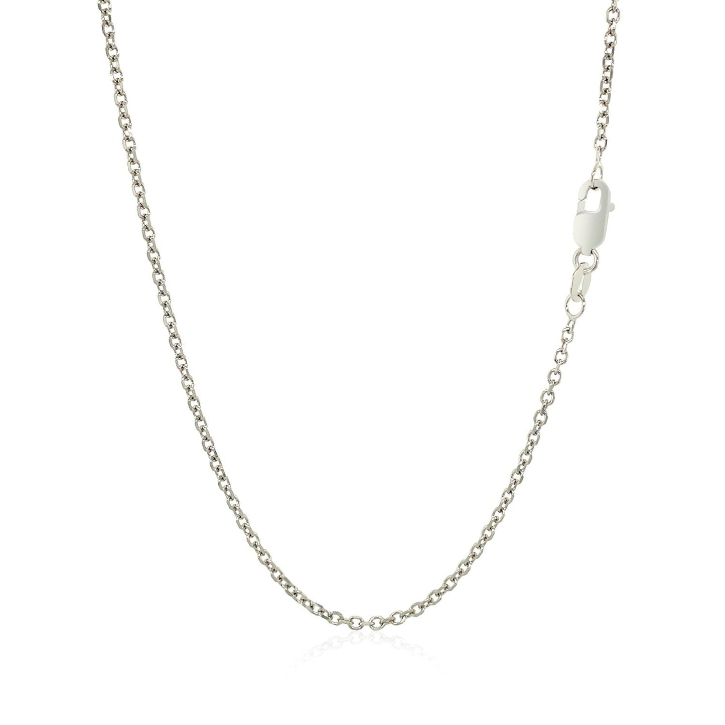 Cadena de eslabones de cable con corte de diamante de oro blanco de 14k y 1,5 mm