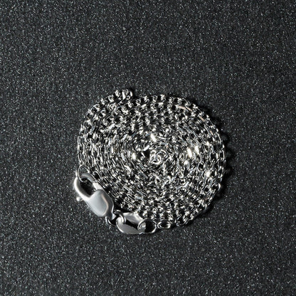 Cadena de eslabones de cable con corte de diamante de oro blanco de 14k y 1,5 mm