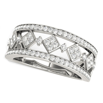 Anillo con motivo cuadrado con incrustaciones de diamantes en oro blanco de 14k (1/2 quilate en total)