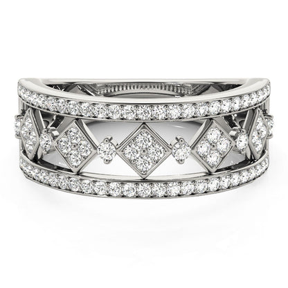 Anillo con motivo cuadrado con incrustaciones de diamantes en oro blanco de 14k (1/2 quilate en total)