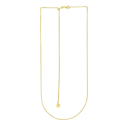 Cadena de trigo ajustable de oro amarillo de 14k y 1.0mm