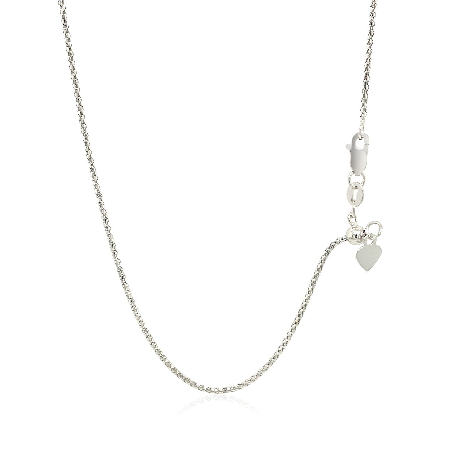 Cadena Ajustable de Palomitas de Maíz de Oro Blanco de 14k de 1.3 mm