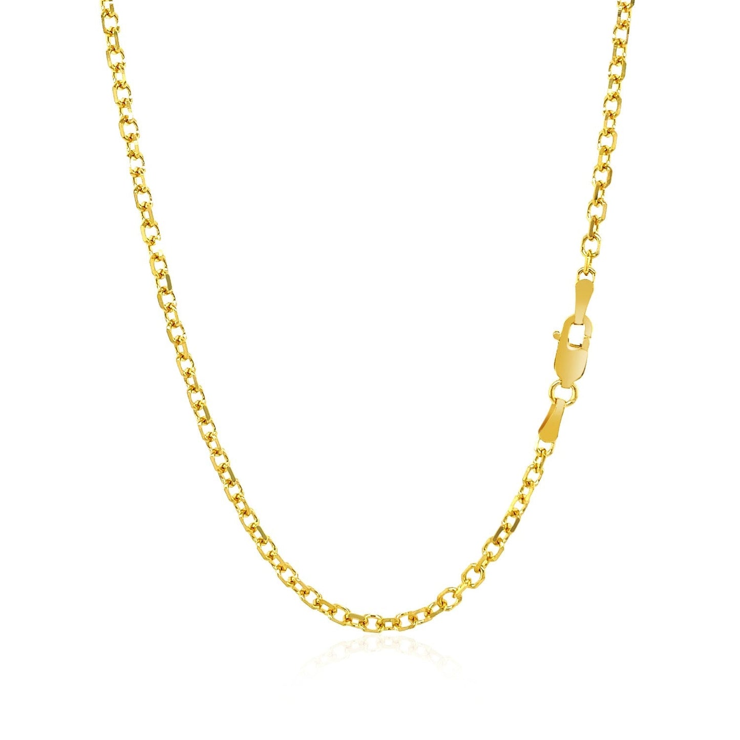 Cadena de eslabones de cable con corte de diamante de oro amarillo de 14k de 2.3 mm