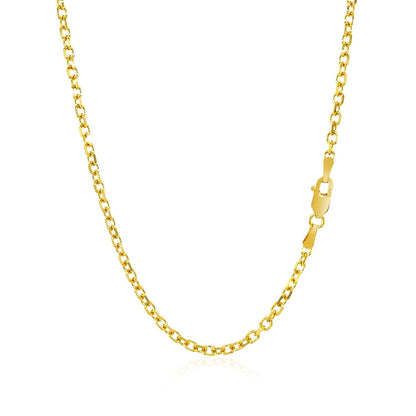 Cadena de eslabones de cable con corte de diamante de oro amarillo de 14k de 2.3 mm